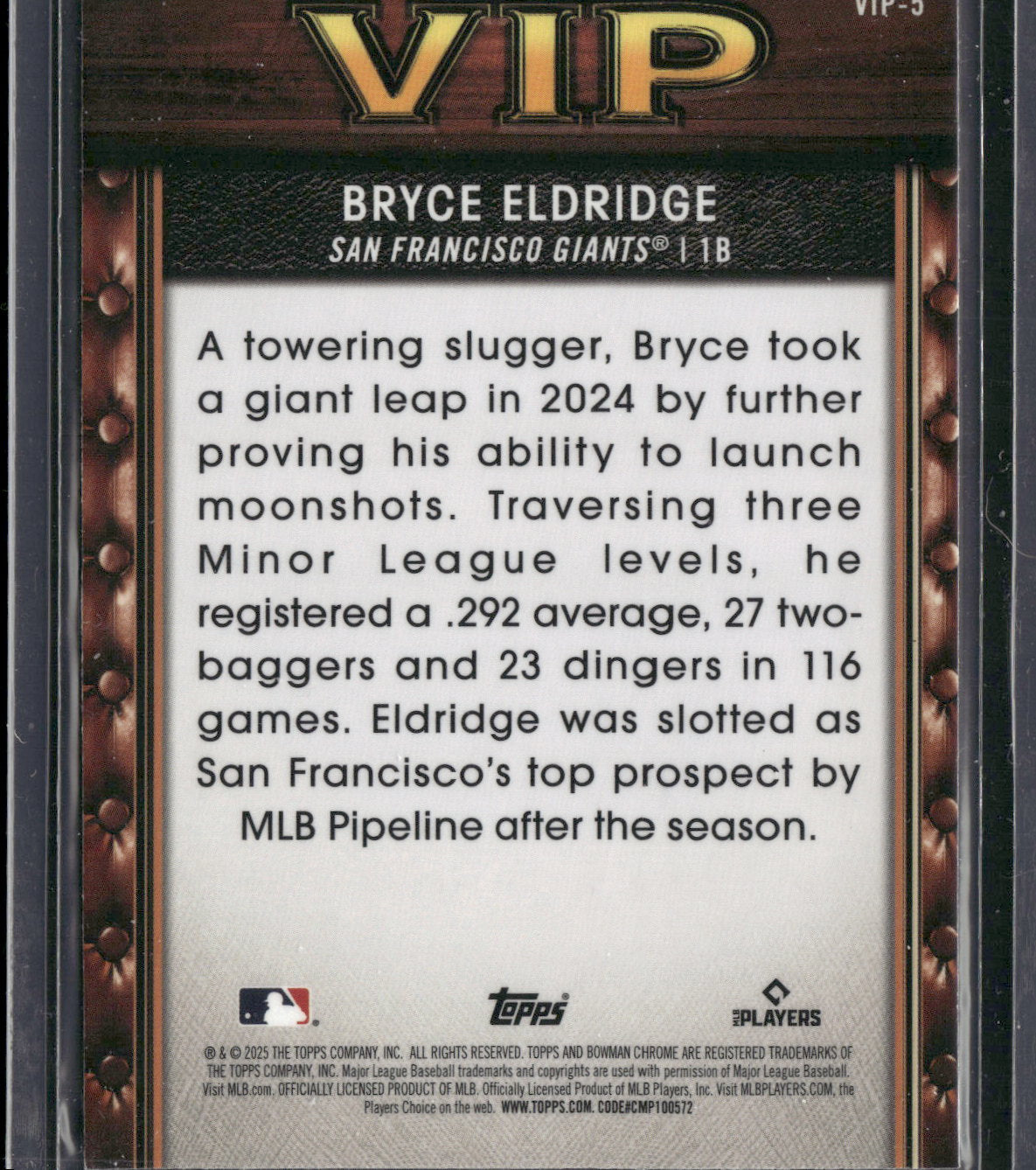 2025 Bowman Chrome Bryce Eldridge #VIP-5 Very Important Prospects
