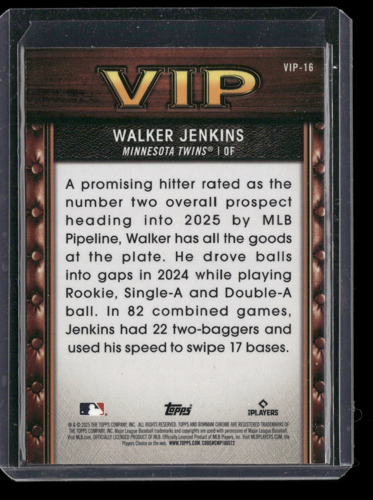 2025 Bowman Chrome Walker Jenkins #VIP-16 Very Important Prospects
