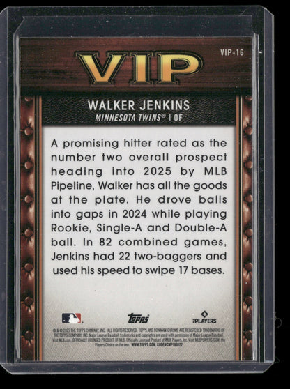 2025 Bowman Chrome Walker Jenkins #VIP-16 Very Important Prospects