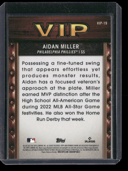 2025 Bowman Chrome Aidan Miller #VIP-19 Very Important Prospects