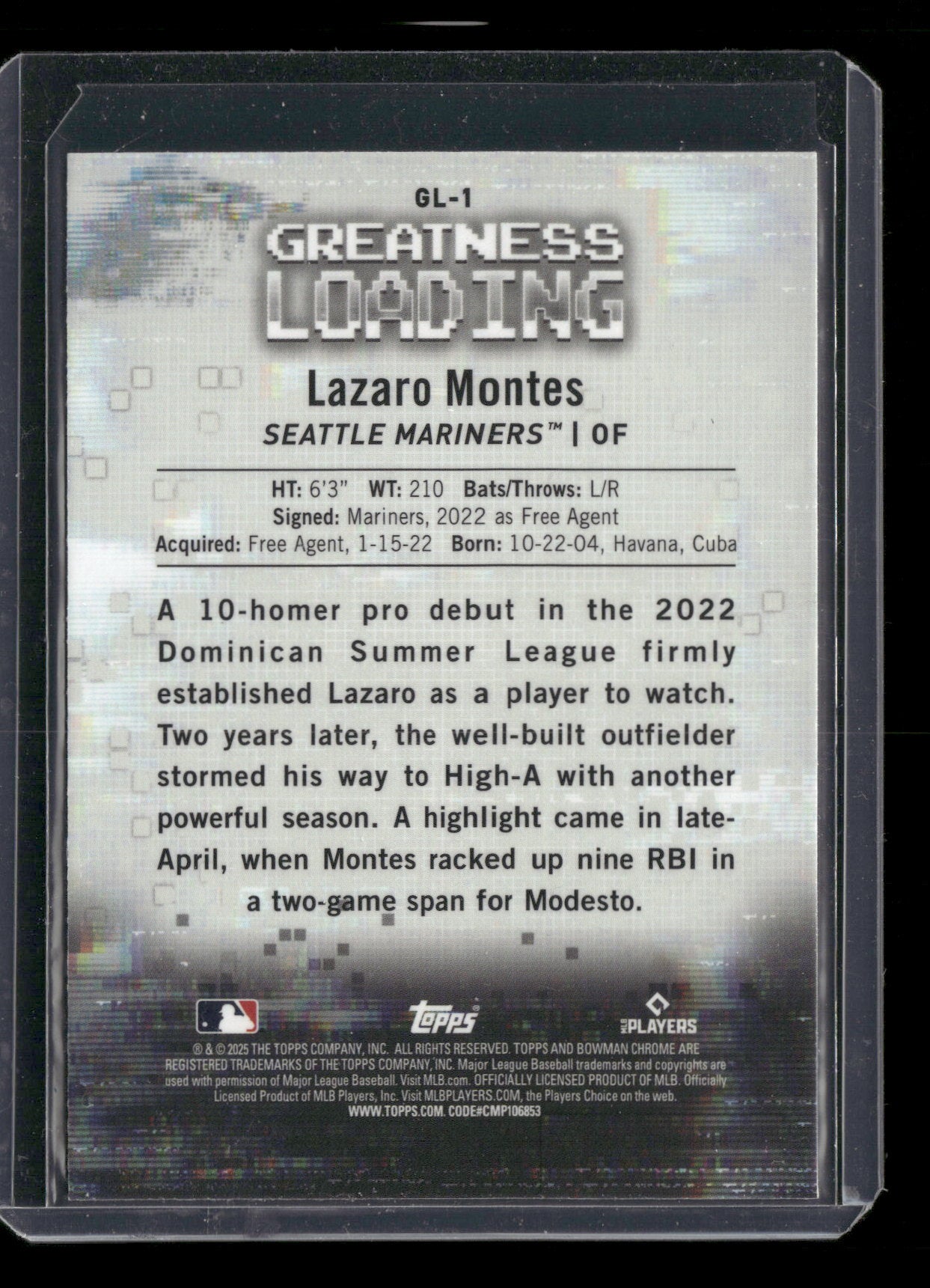 2025 Bowman Chrome Lazaro Montes #GL-1 Greatness Loading