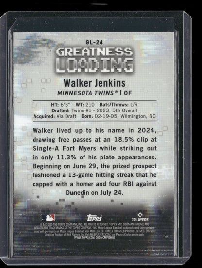 2025 Bowman Chrome Walker Jenkins #GL-24 Greatness Loading