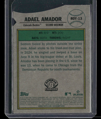 2025 Bowman Chrome Adael Amador #ROY-13 Mega Box Mojo Refractor Rookie of the Year Favorites RC