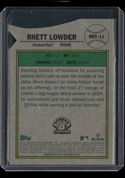 2025 Bowman Chrome Rhett Lowder #ROY-11 Mega Box Mojo Refractor Rookie of the Year Favorites RC
