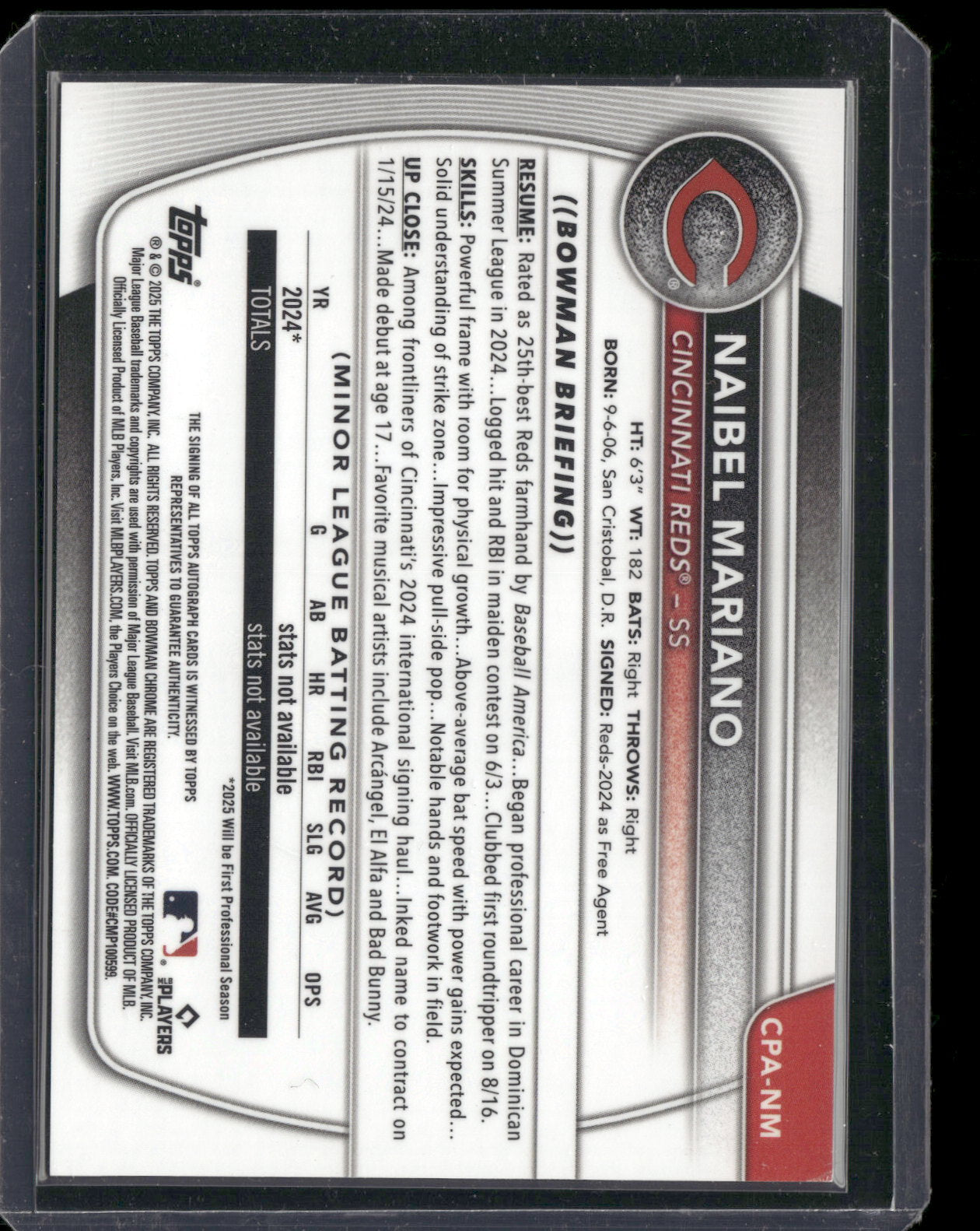 2025 Bowman Chrome Naibel Mariano #CPA-NM 1st Bowman