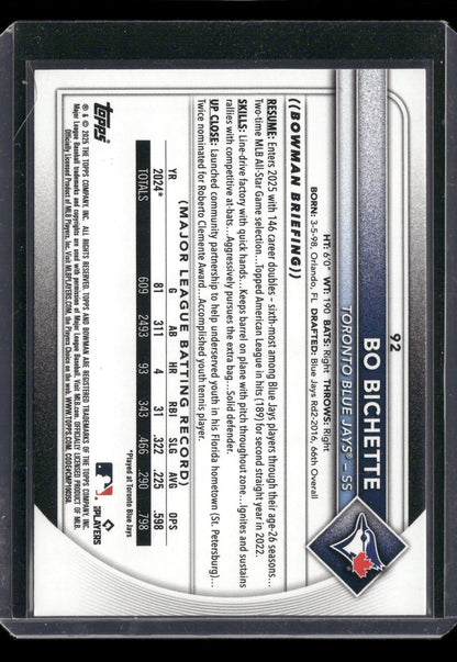 2025 Bowman Bo Bichette #92 Purple /250