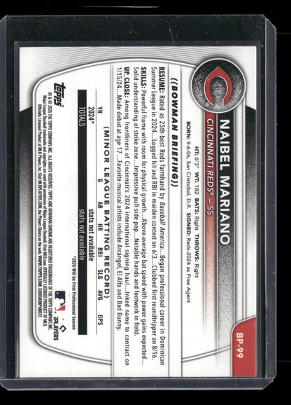 2025 Bowman Naibel Mariano #BP-99 Purple /250 1st Bowman