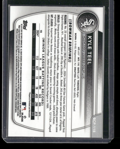 2025 Bowman Chrome Kyle Teel #BCP-118 Gold Shimmer Refractor /50