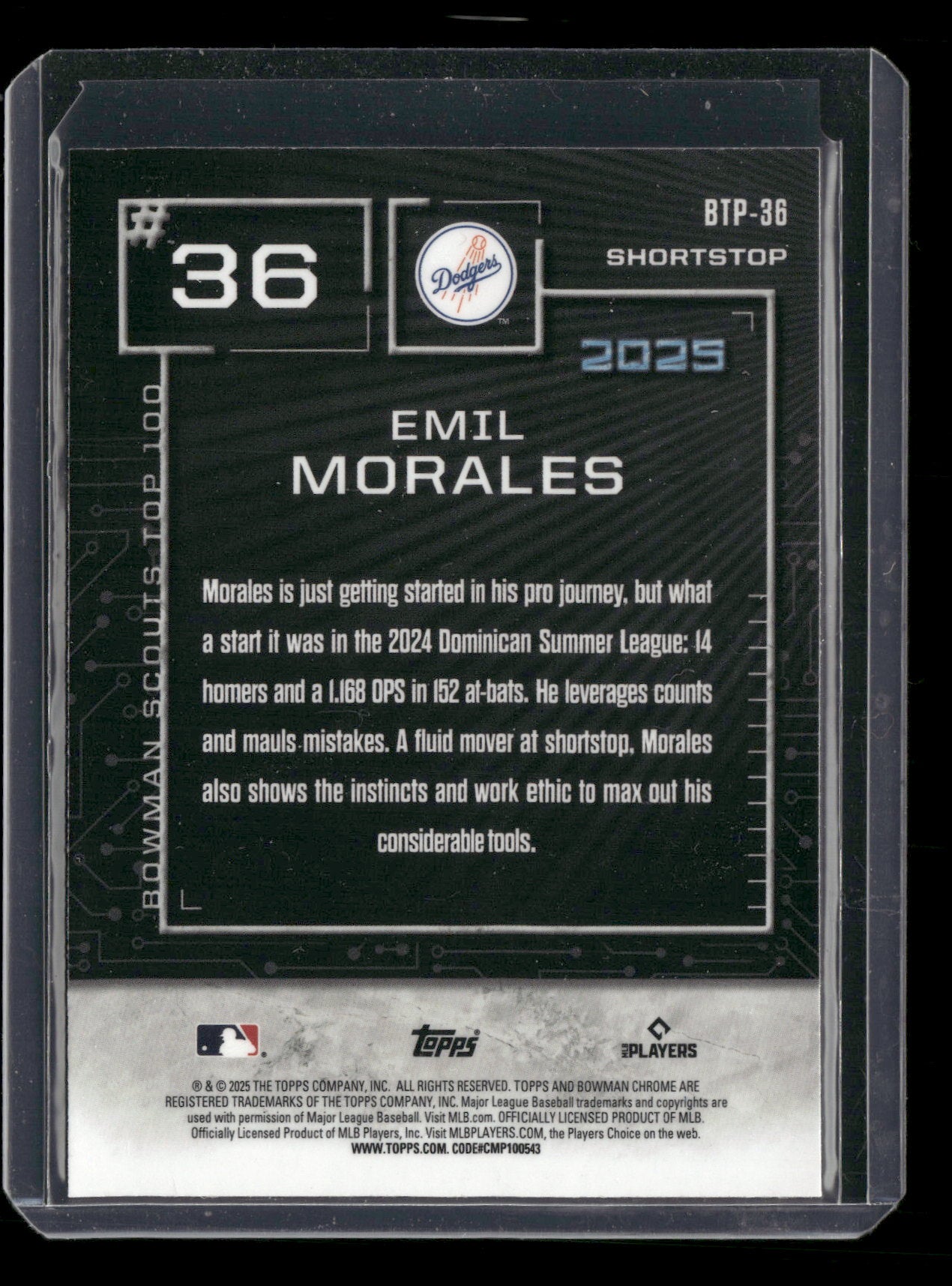 2025 Bowman Chrome Emil Morales #BTP-36 Bowman Scouts Top 100