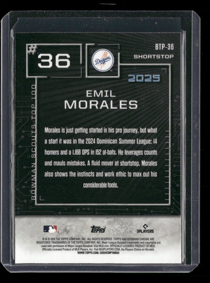 2025 Bowman Chrome Emil Morales #BTP-36 Bowman Scouts Top 100