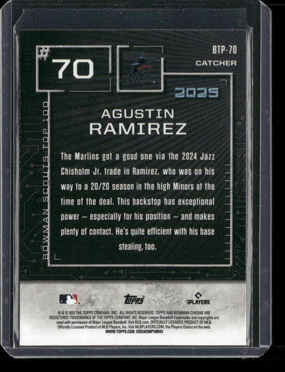 2025 Bowman Chrome Agustin Ramirez #BTP-70 Bowman Scouts Top 100