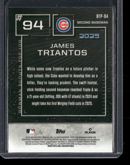 2025 Bowman Chrome James Triantos #BTP-94 Bowman Scouts Top 100