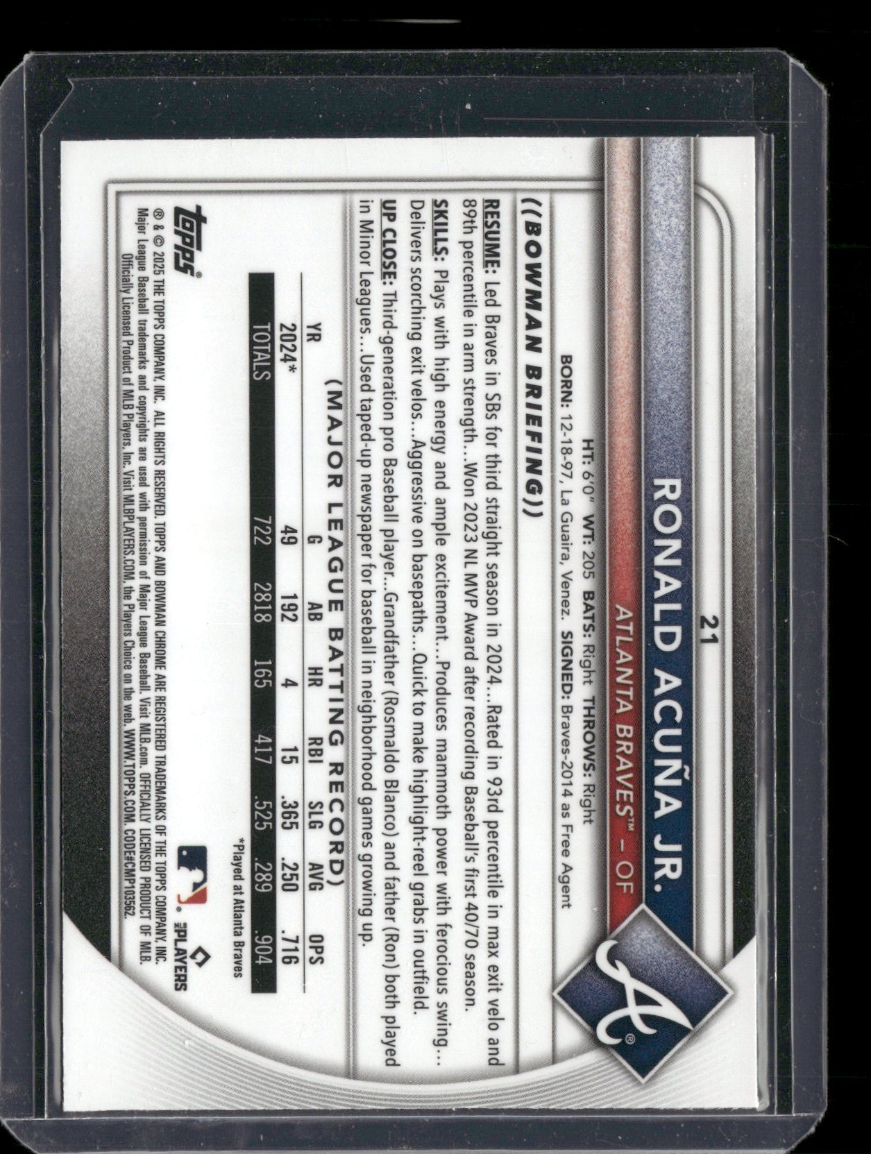 2025 Bowman Chrome Ronald Acuña Jr. #21 Mega Box Mojo Refractor
