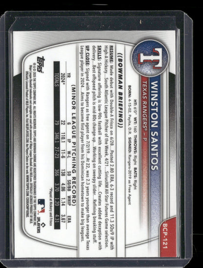 2025 Bowman Chrome Winston Santos #BCP-121 Mega Box Mojo Refractor 1st Bowman