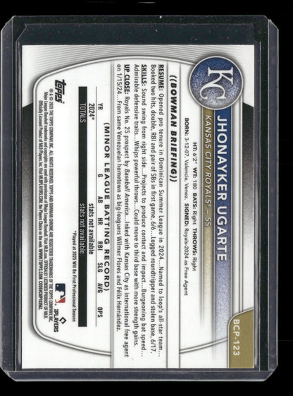2025 Bowman Chrome Jhonayker Ugarte #BCP-123 Mega Box Mojo Refractor 1st Bowman