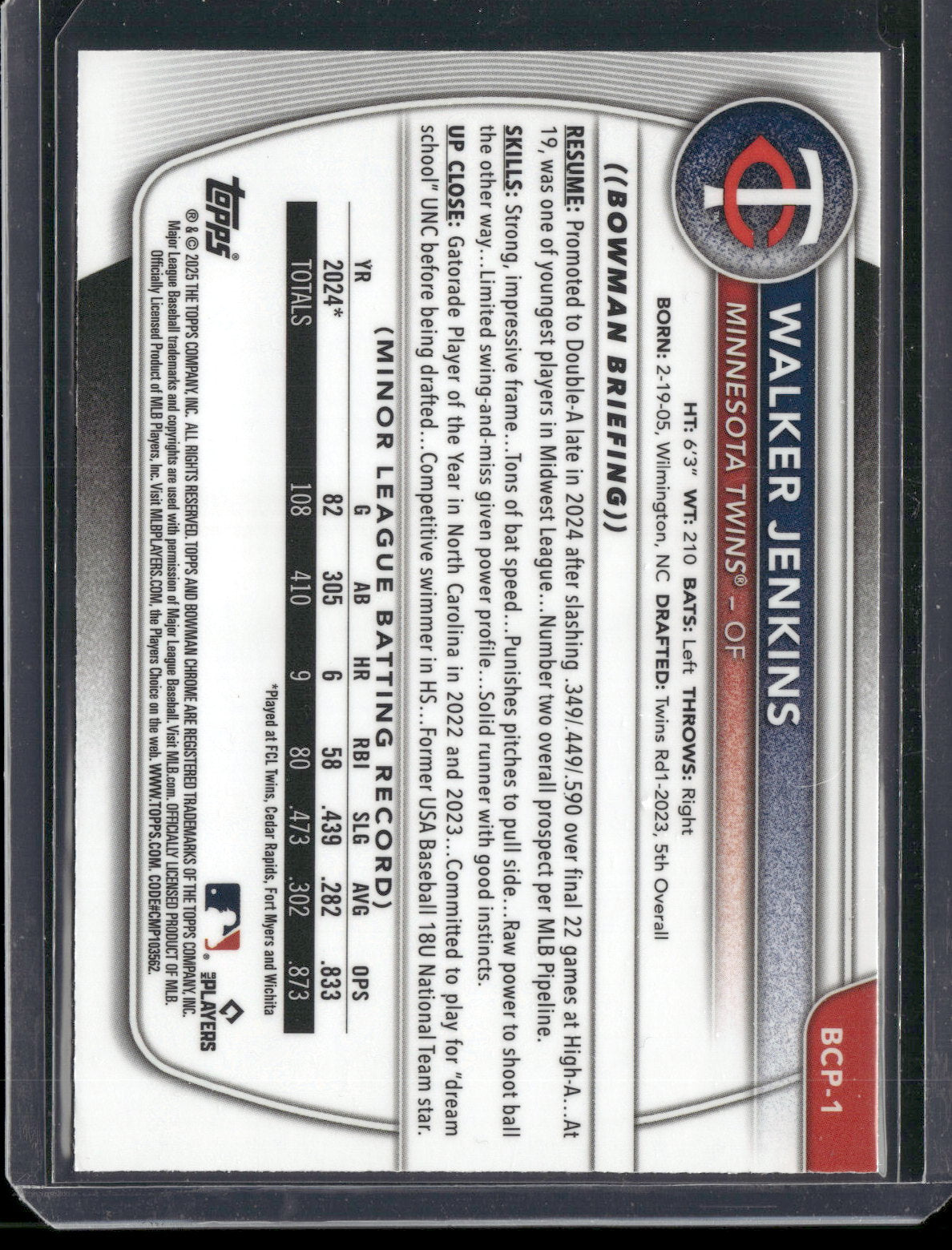 2025 Bowman Chrome Walker Jenkins #BCP-1 Mega Box Mojo Refractor