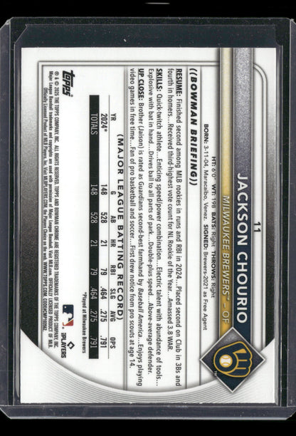 2025 Bowman Chrome Jackson Chourio #11 Mega Box Mojo Refractor