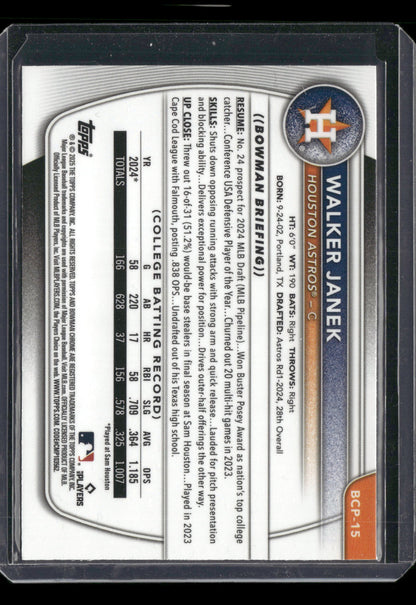 2025 Bowman Chrome Walker Janek #BCP-15 Mega Box Mojo Refractor 1st Bowman
