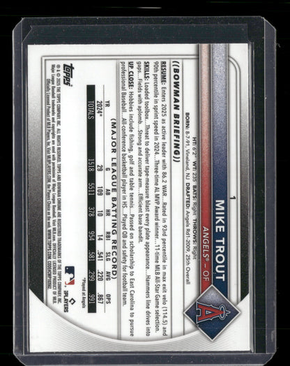 2025 Bowman Chrome Mike Trout #1 Mega Box Mojo Refractor