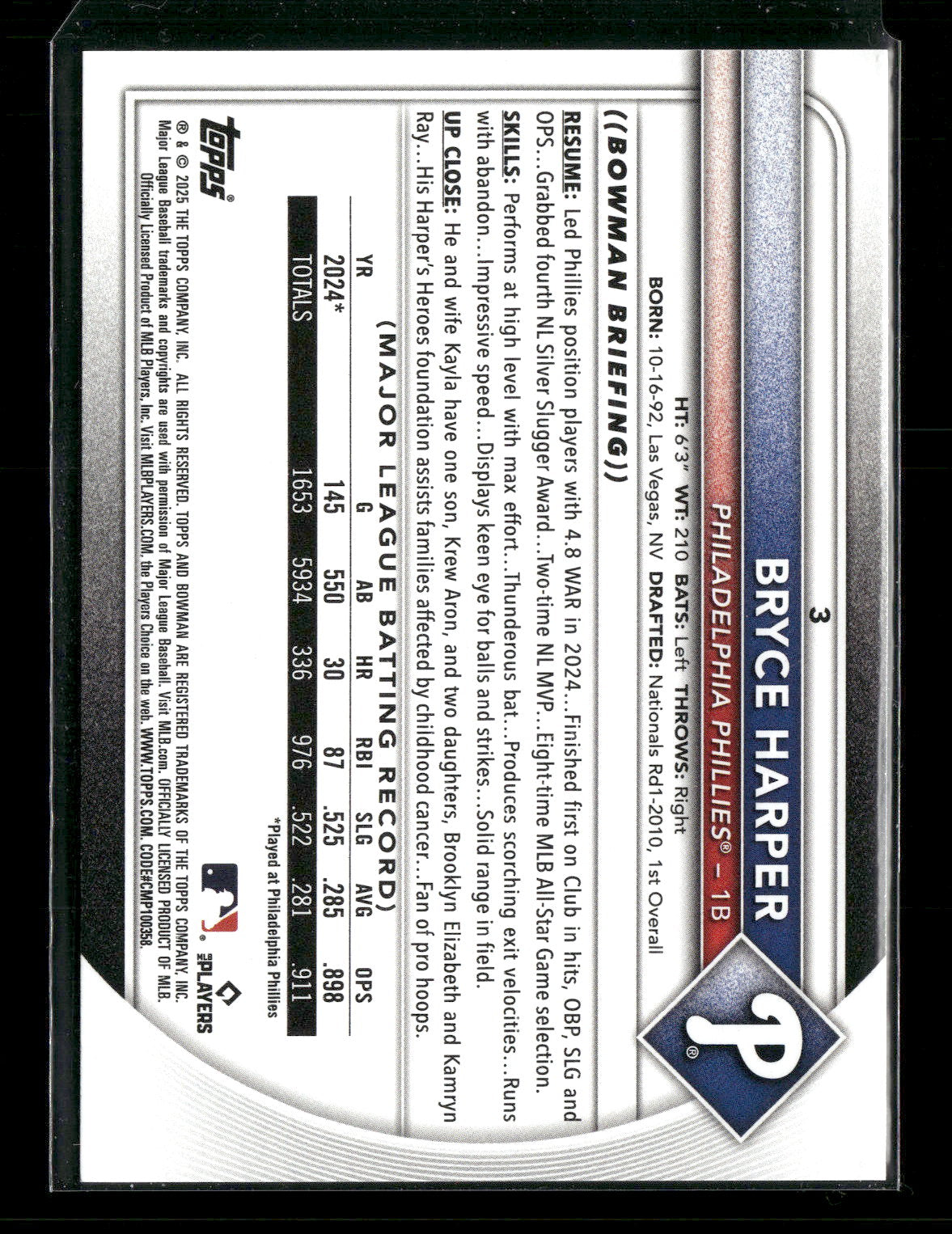 2025 Bowman Bryce Harper #3