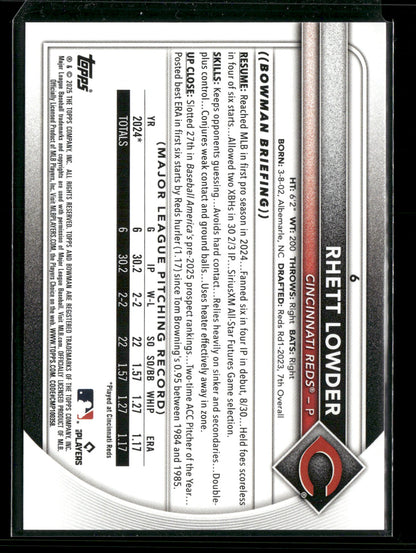 2025 Bowman Rhett Lowder #6 RC
