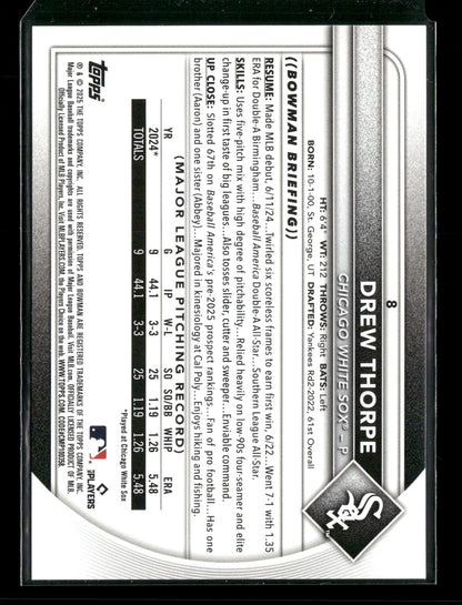 2025 Bowman Drew Thorpe #8 RC