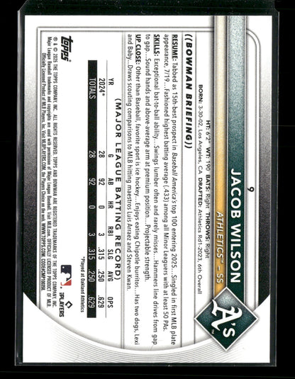 2025 Bowman Jacob Wilson #9 RC