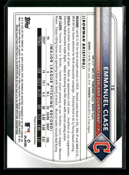 2025 Bowman Emmanuel Clase #15