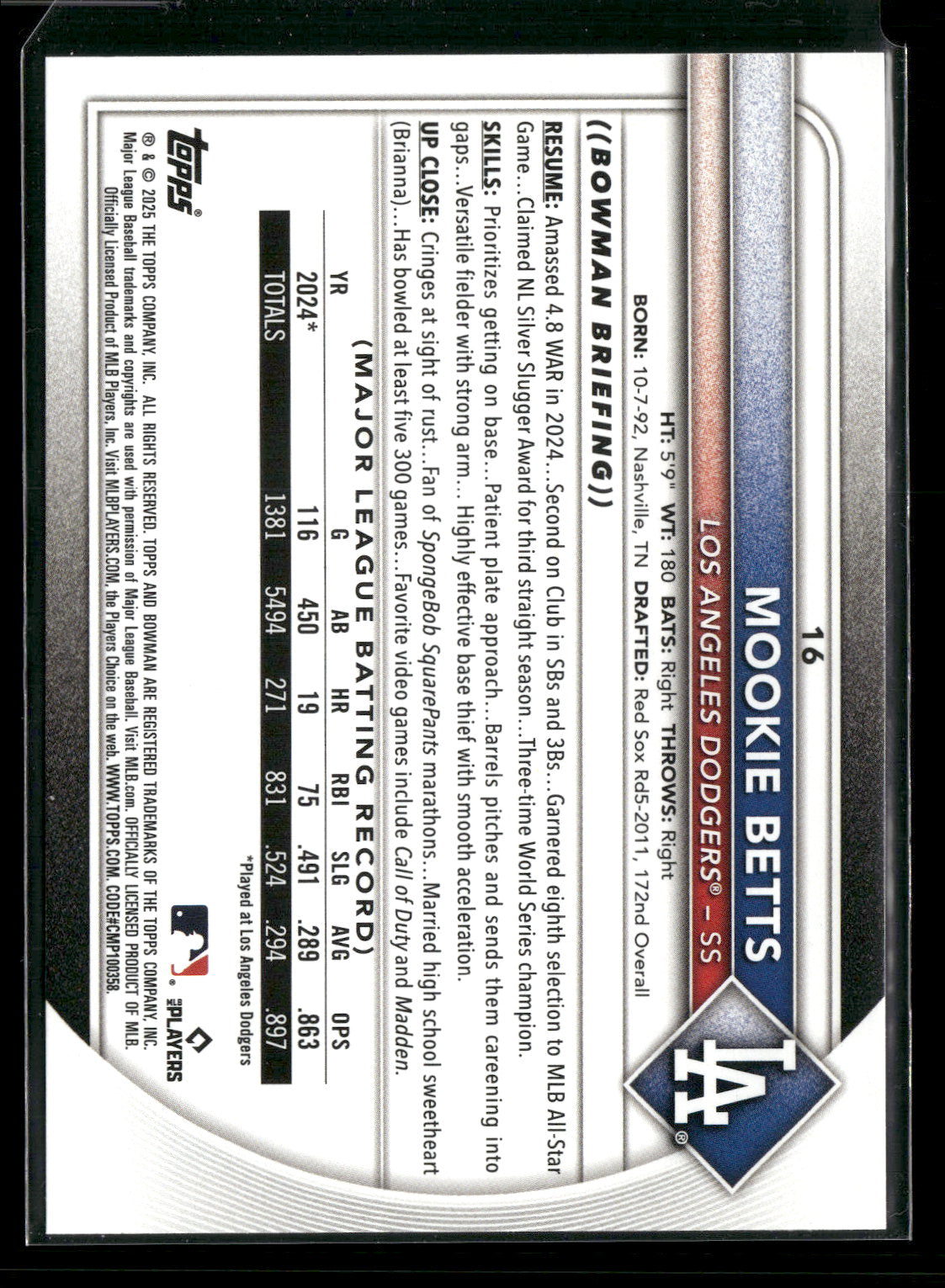 2025 Bowman Mookie Betts #16