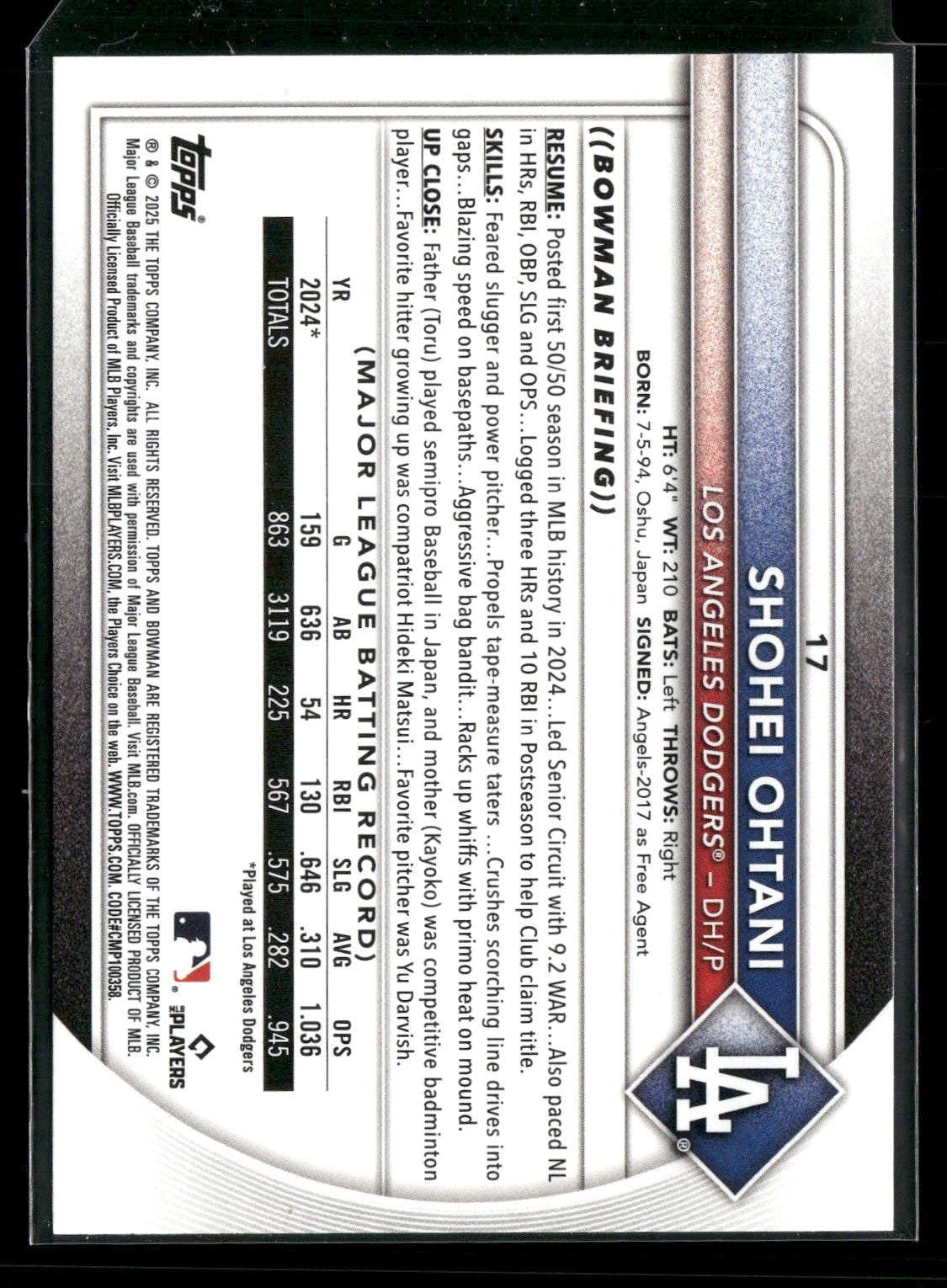 2025 Bowman Shohei Ohtani #17