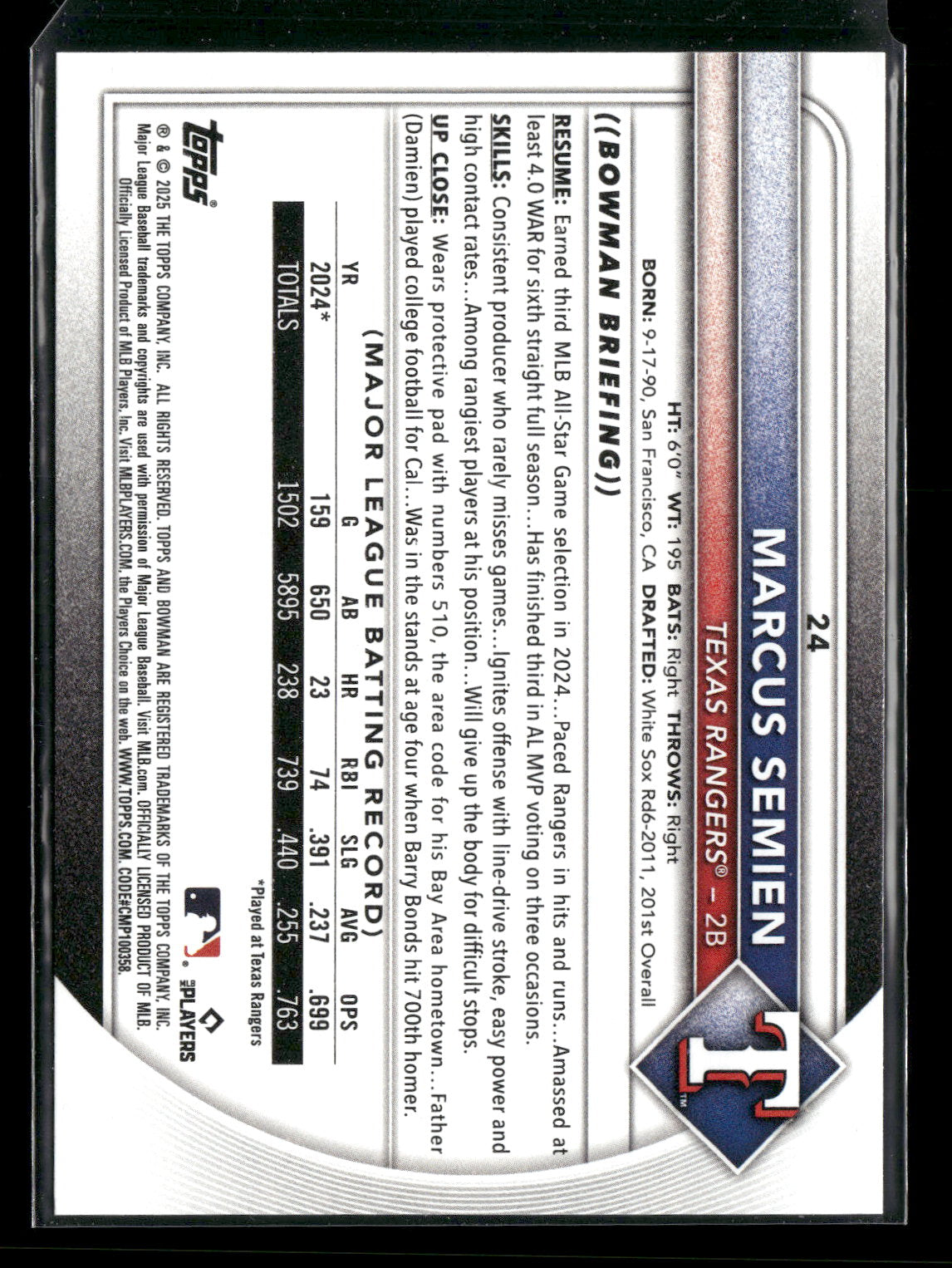 2025 Bowman Marcus Semien #24