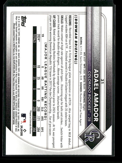 2025 Bowman Adael Amador #31 RC