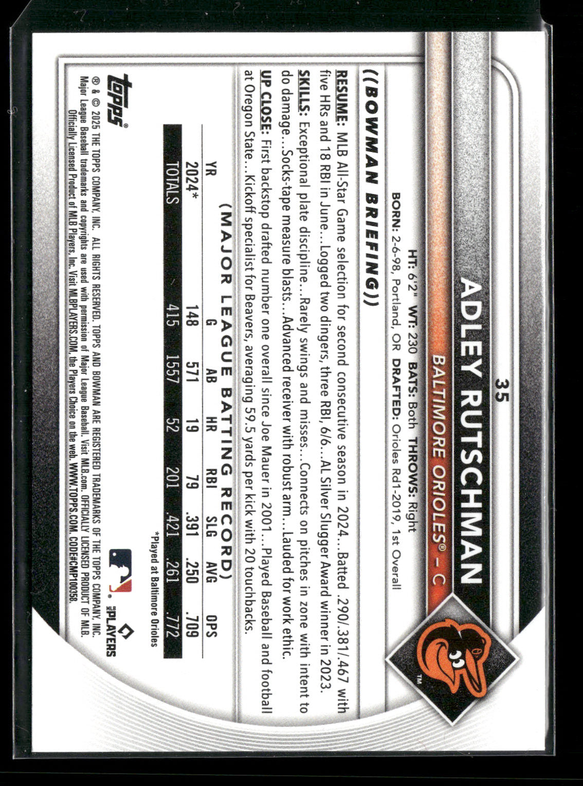 2025 Bowman Adley Rutschman #35