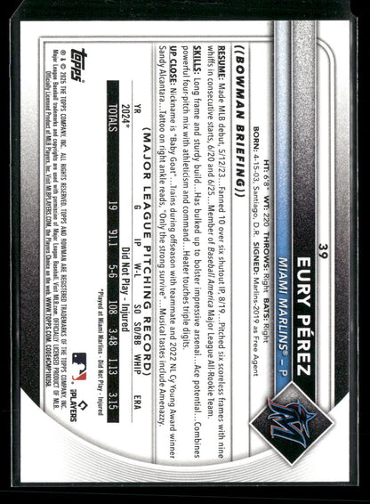 2025 Bowman Eury Pérez #39