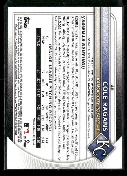 2025 Bowman Cole Ragans #40