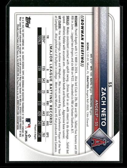 2025 Bowman Zach Neto #55