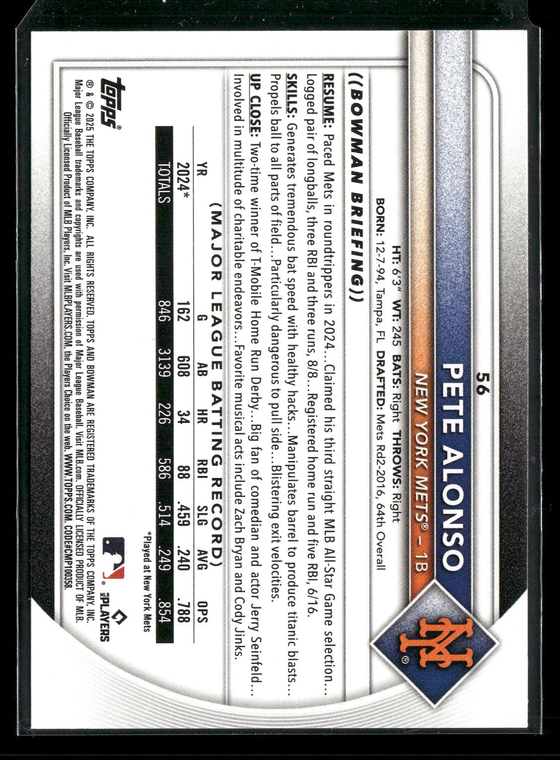2025 Bowman Pete Alonso #56