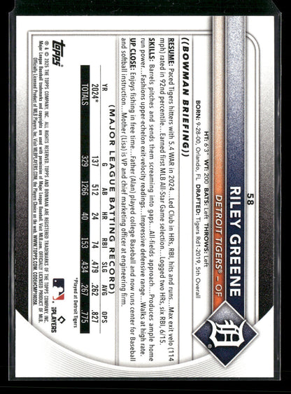 2025 Bowman Riley Greene #58