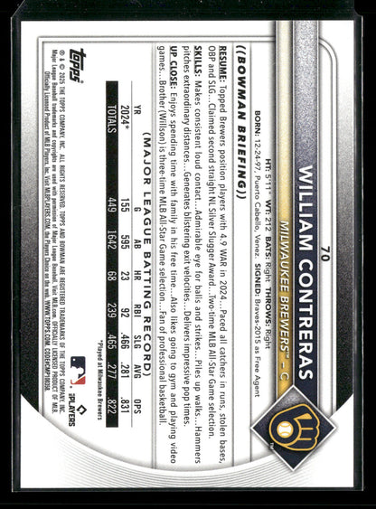 2025 Bowman William Contreras #70