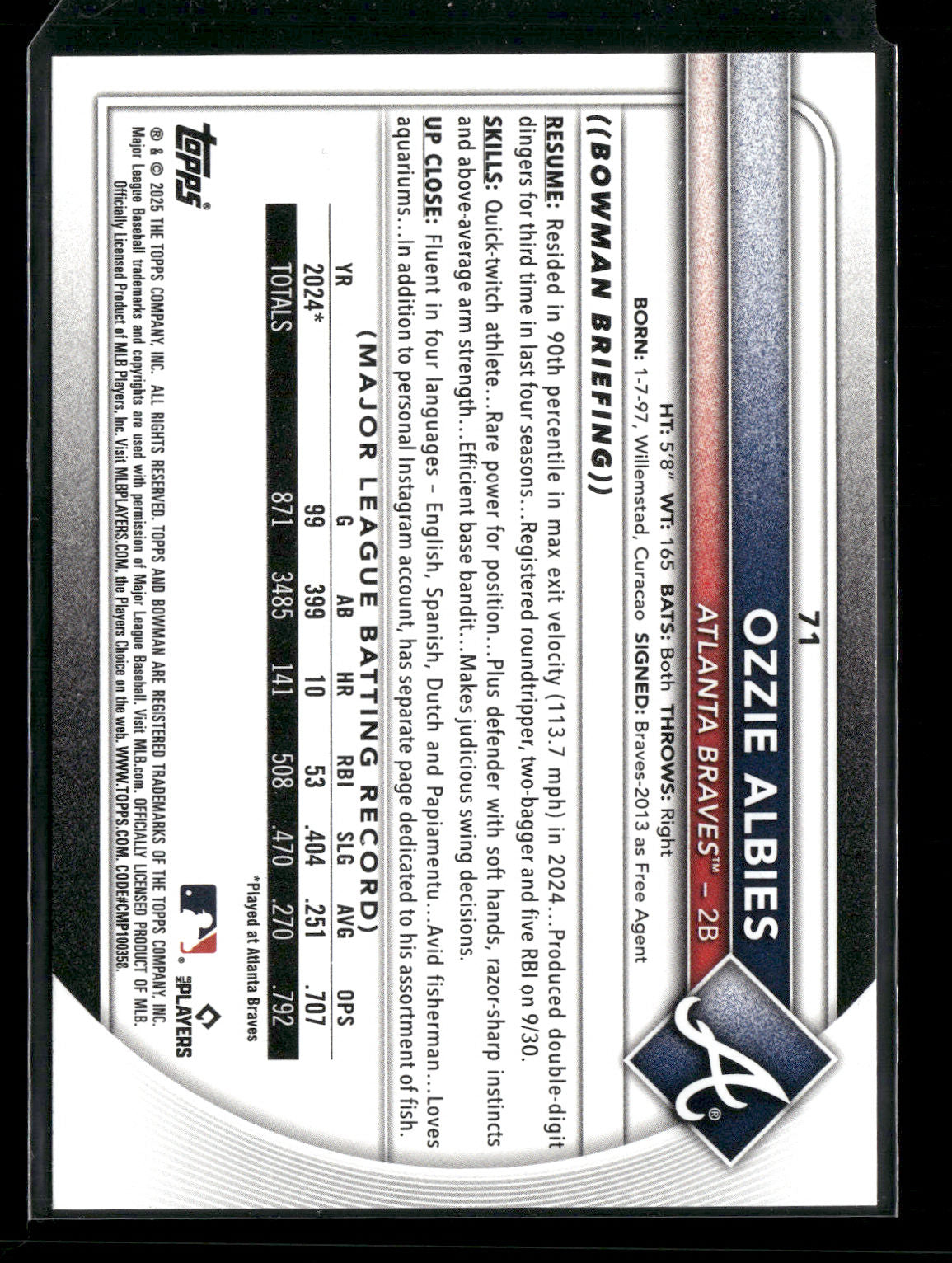 2025 Bowman Ozzie Albies #71