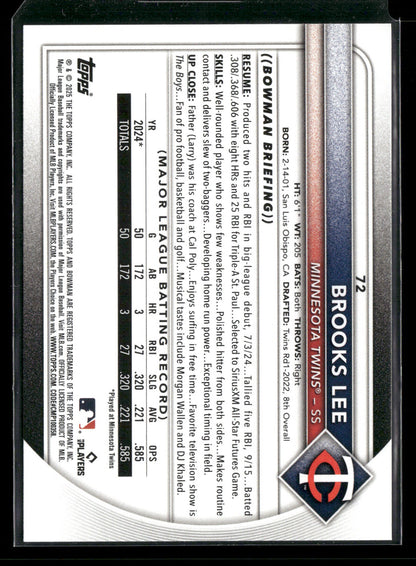 2025 Bowman Brooks Lee #72 RC