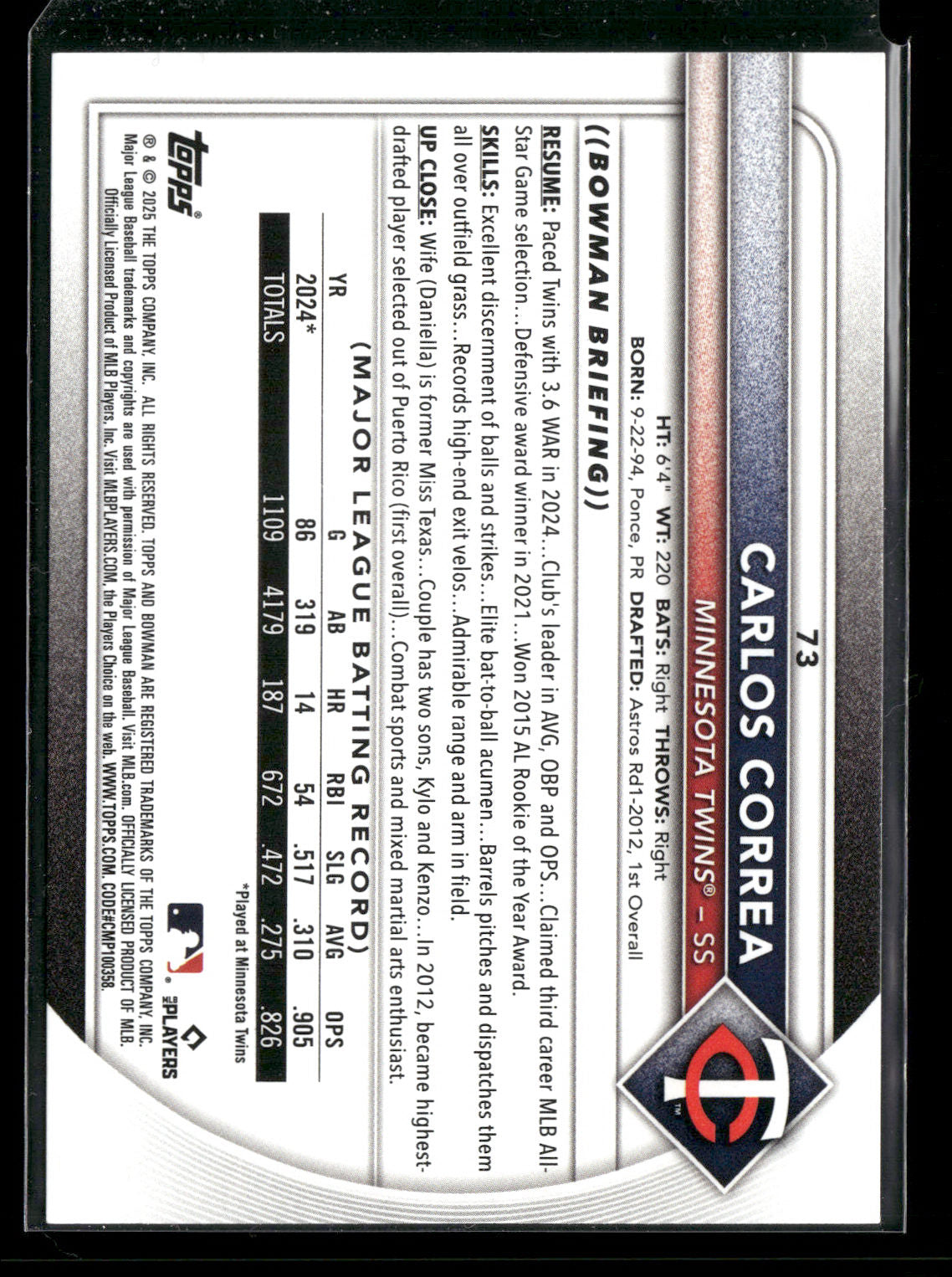 2025 Bowman Carlos Correa #73