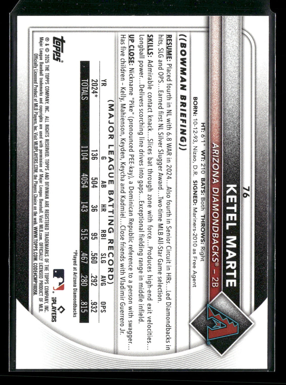 2025 Bowman Ketel Marte #76