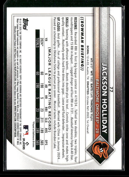 2025 Bowman Jackson Holliday #77
