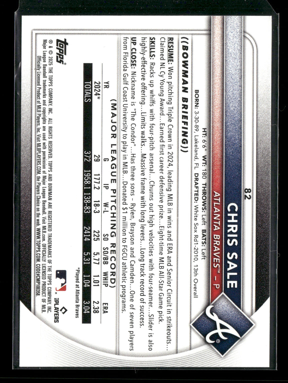 2025 Bowman Chris Sale #82