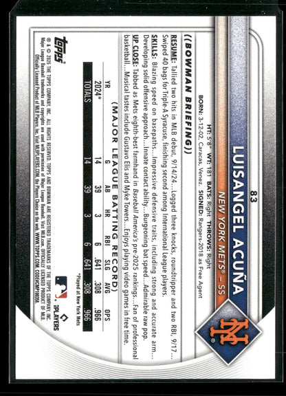2025 Bowman Luisangel Acuña #83 RC