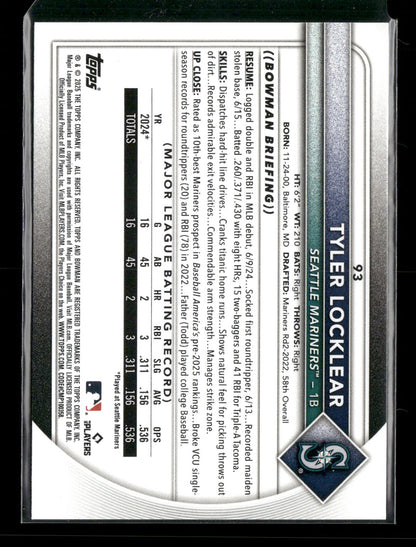 2025 Bowman Tyler Locklear #93 RC