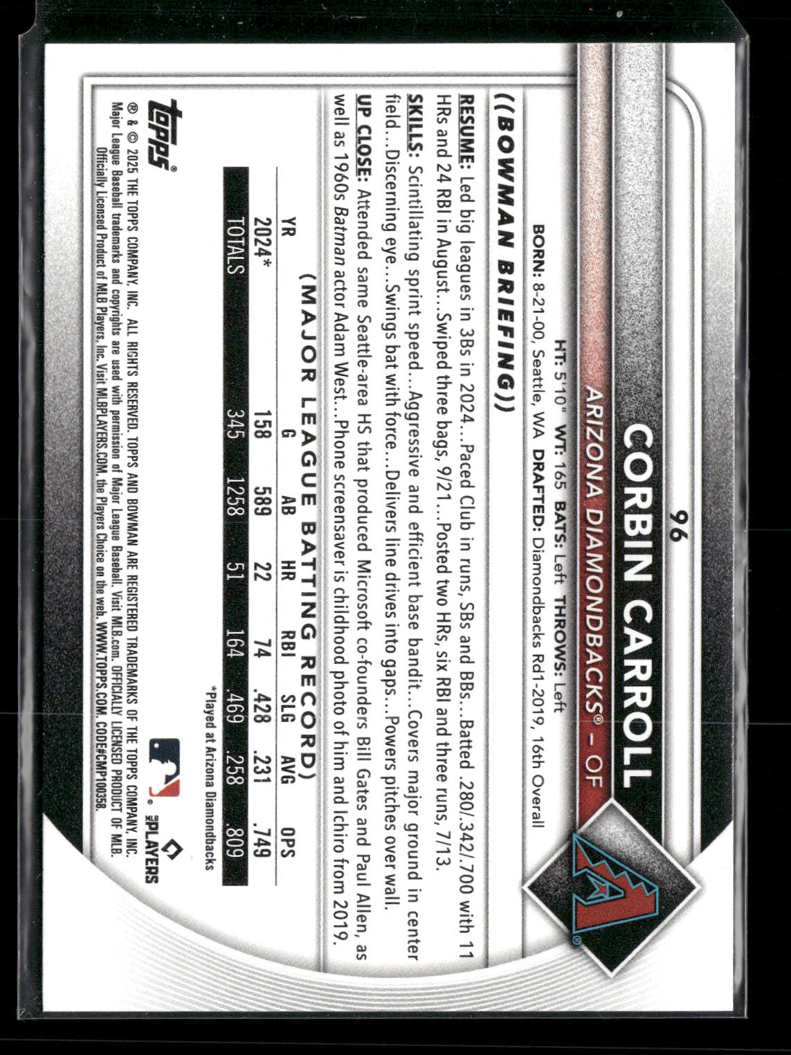 2025 Bowman Corbin Carroll #96