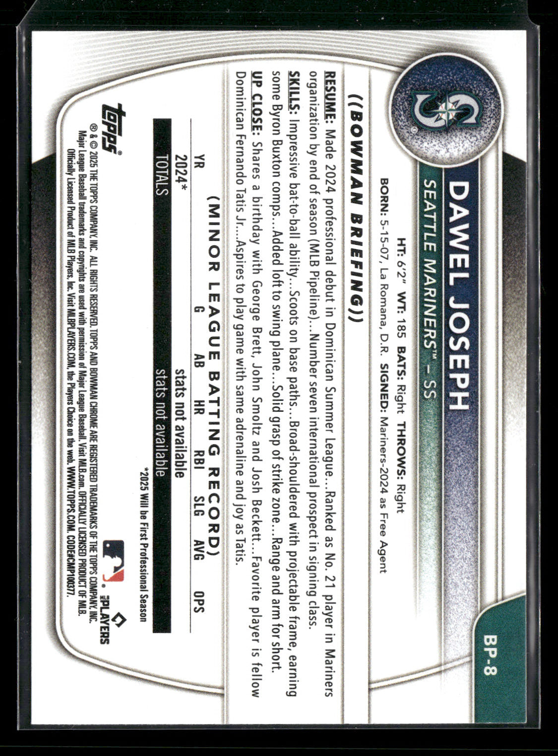 2025 Bowman Dawel Joseph #BP-8