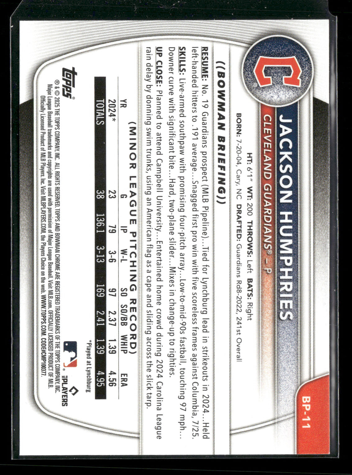 2025 Bowman Jackson Humphries #BP-11 1st Bowman